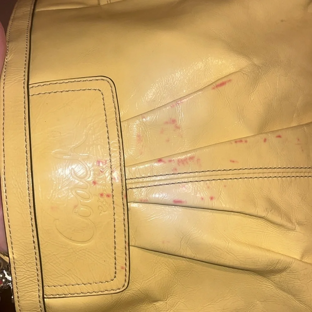 Coach yellow patent leather tote handbag/ preowned OS